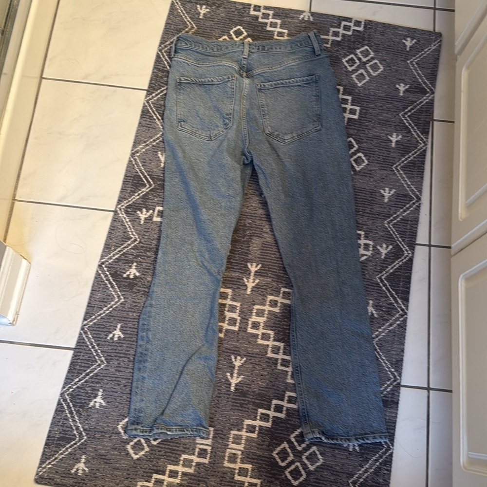 Agolde Riley Light Blue High Rise Distressed Cropped Jeans - Picture 5 of 5